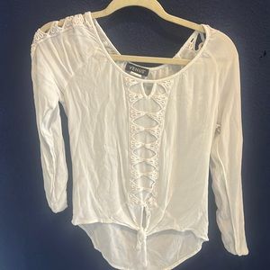 Venus cut out long sleeve white top